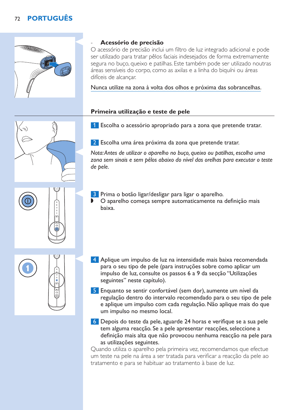 Philips Lumea Precision Plus Sistema de eliminación de vello IPL User Manual | Page 72 / 90