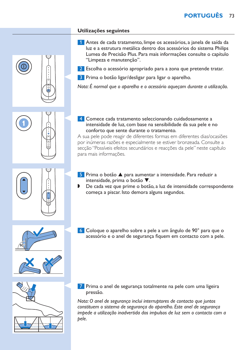 Philips Lumea Precision Plus Sistema de eliminación de vello IPL User Manual | Page 73 / 90