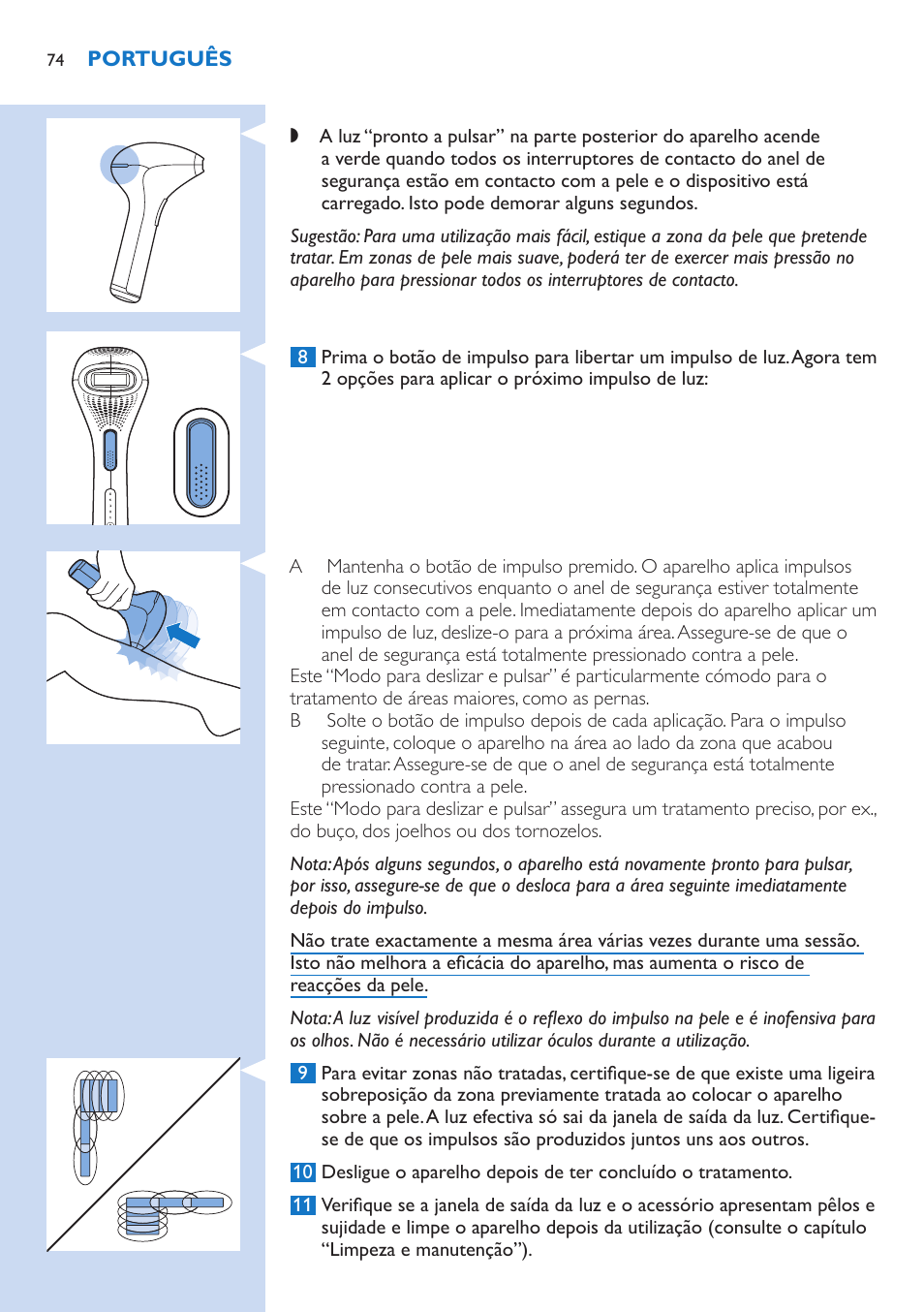 Philips Lumea Precision Plus Sistema de eliminación de vello IPL User Manual | Page 74 / 90