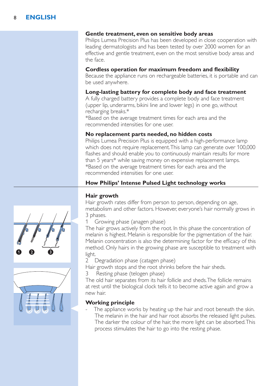 Philips Lumea Precision Plus Sistema de eliminación de vello IPL User Manual | Page 8 / 90