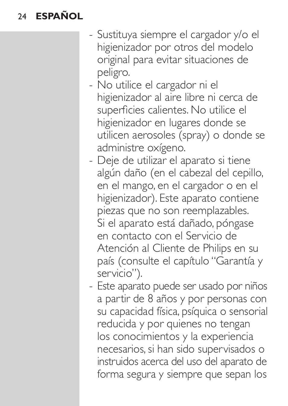 Español | Philips Sonicare FlexCare Platinum Cepillo dental recargable User Manual | Page 24 / 64