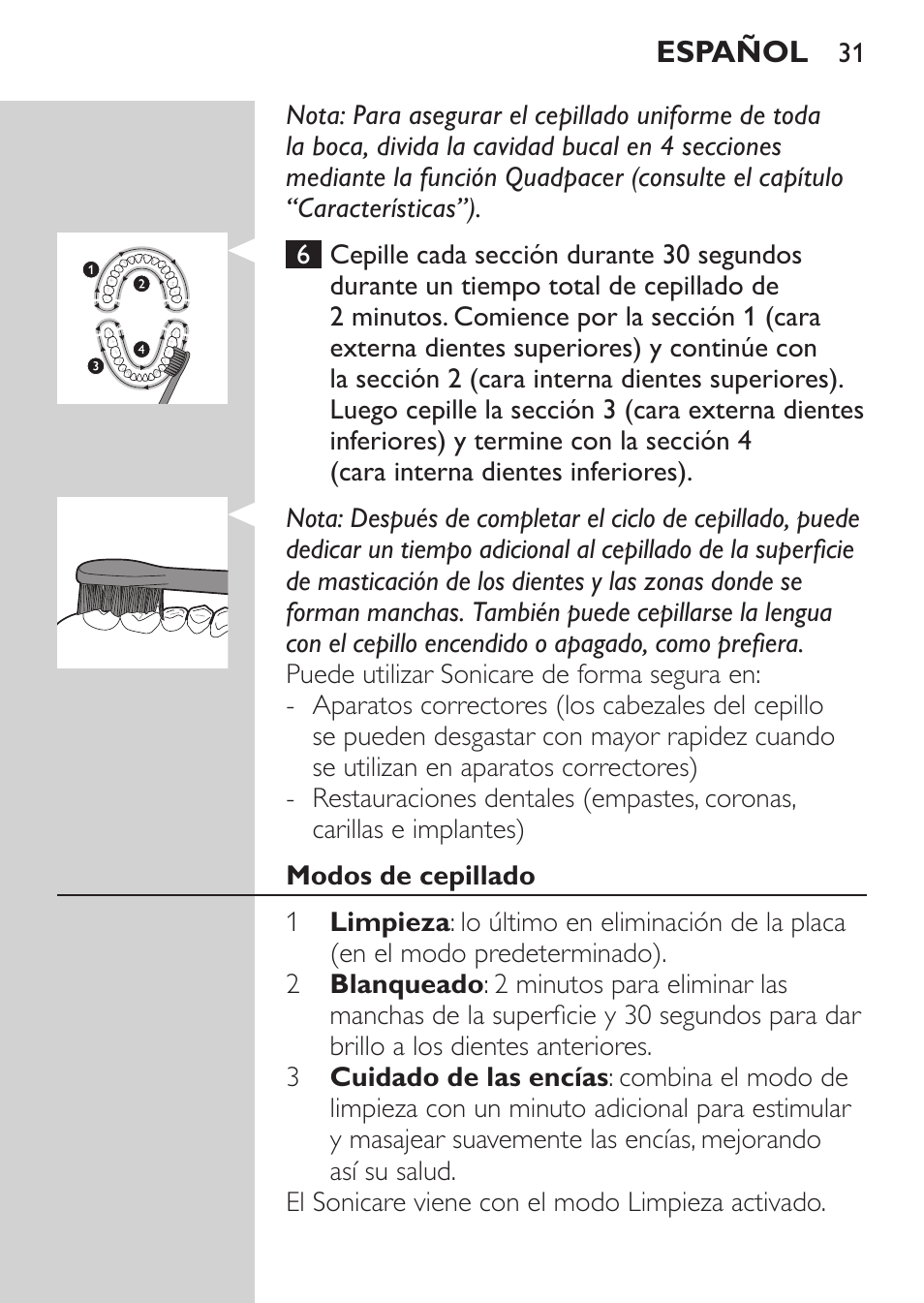 Philips Sonicare FlexCare Platinum Cepillo dental recargable User Manual | Page 31 / 64