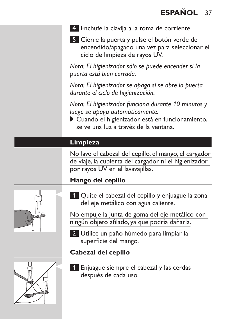 Philips Sonicare FlexCare Platinum Cepillo dental recargable User Manual | Page 37 / 64