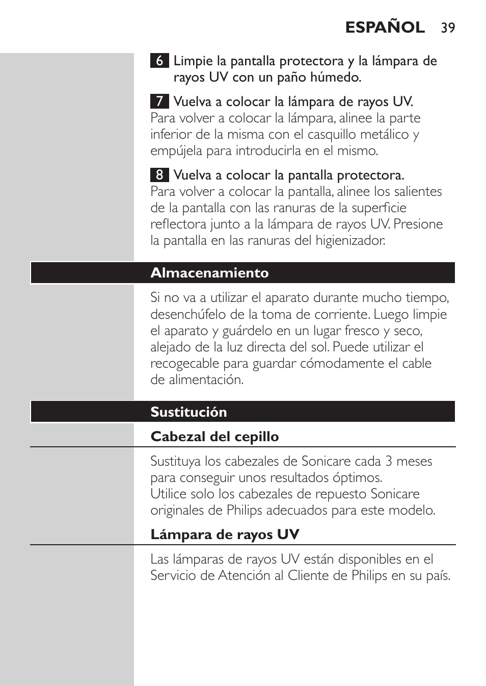 Philips Sonicare FlexCare Platinum Cepillo dental recargable User Manual | Page 39 / 64