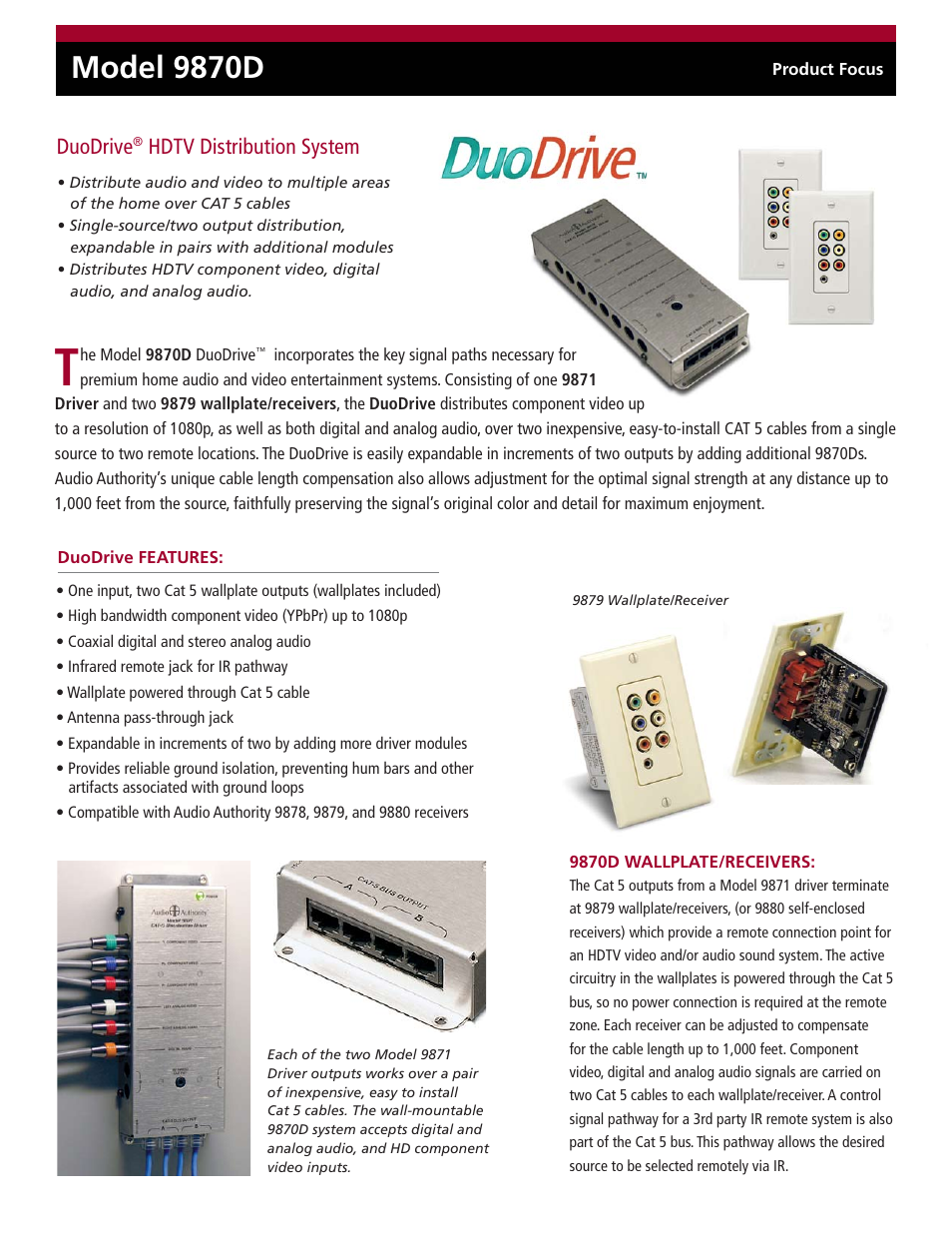 Audio Authority 9870D User Manual | 2 pages