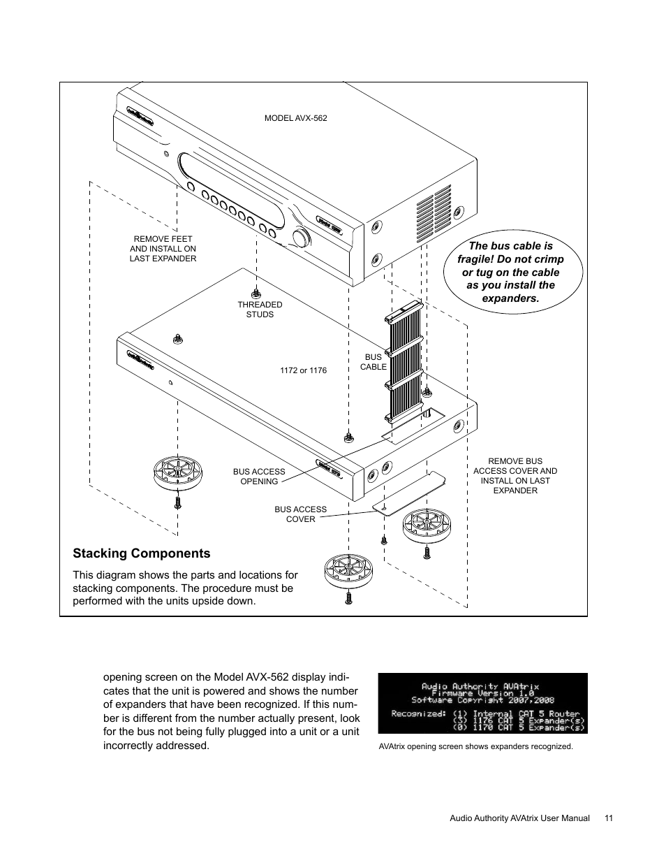 Stacking components | Audio Authority High Definition Cat 5 Matrix AVX-562 User Manual | Page 11 / 28