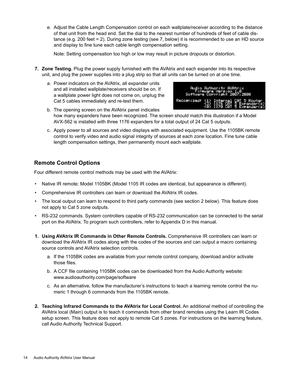 Audio Authority High Definition Cat 5 Matrix AVX-562 User Manual | Page 14 / 28
