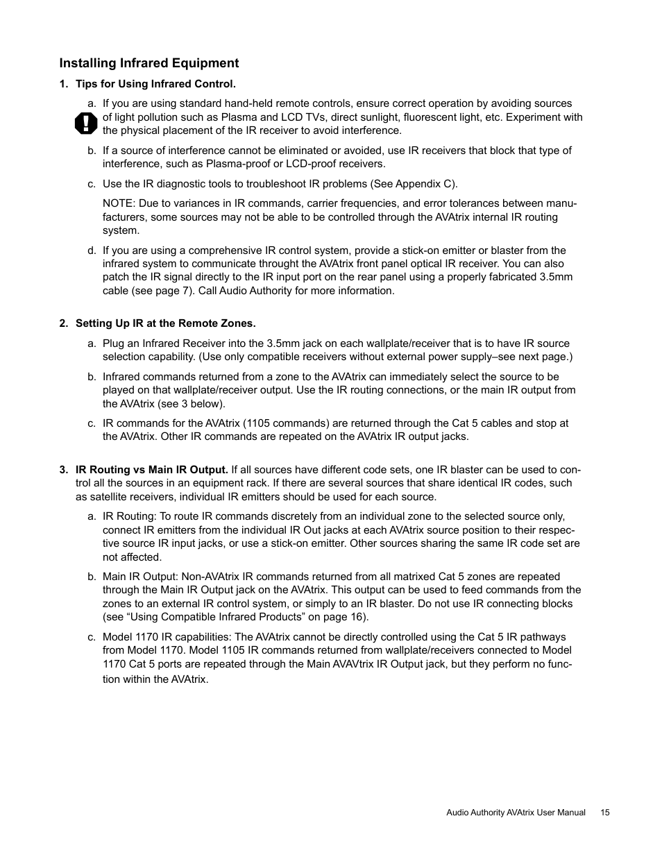 Audio Authority High Definition Cat 5 Matrix AVX-562 User Manual | Page 15 / 28