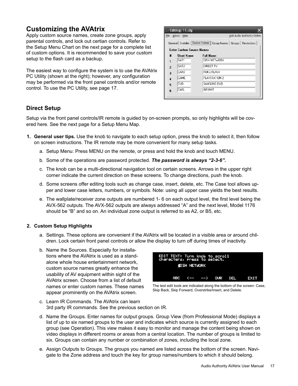Customizing the avatrix | Audio Authority High Definition Cat 5 Matrix AVX-562 User Manual | Page 17 / 28