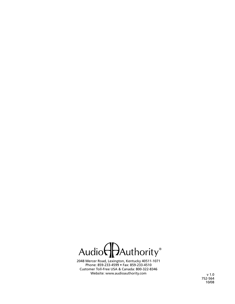 Audio Authority High Definition Cat 5 Matrix AVX-562 User Manual | Page 28 / 28