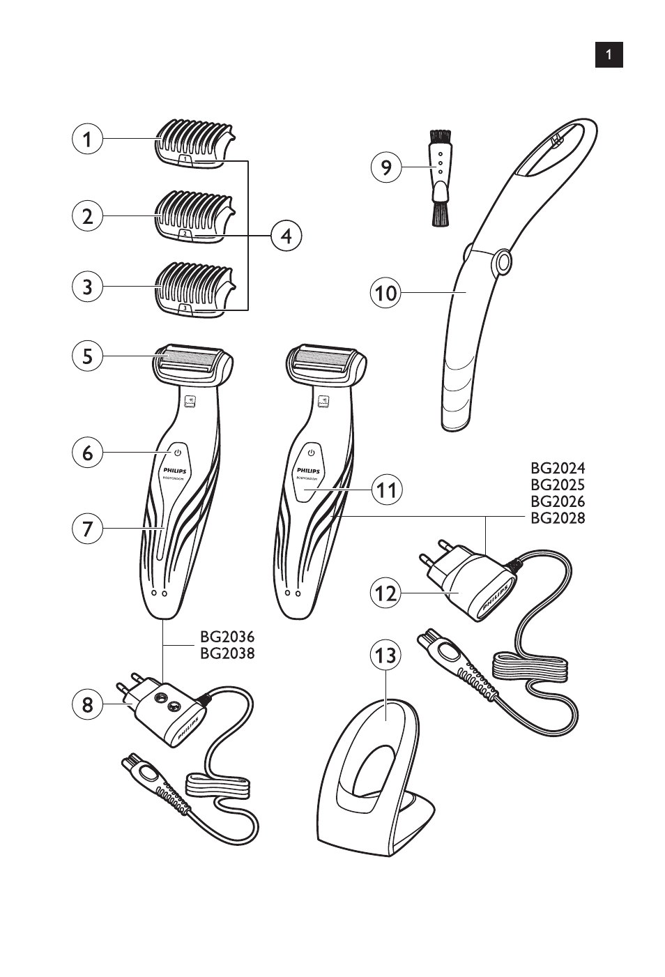 Philips BODYGROOM Series 3000 afeitadora corporal User Manual | Page 3 / 114