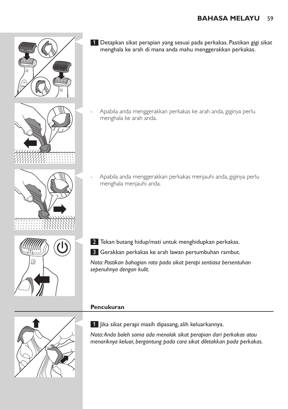 Philips BODYGROOM Series 3000 afeitadora corporal User Manual | Page 59 / 114