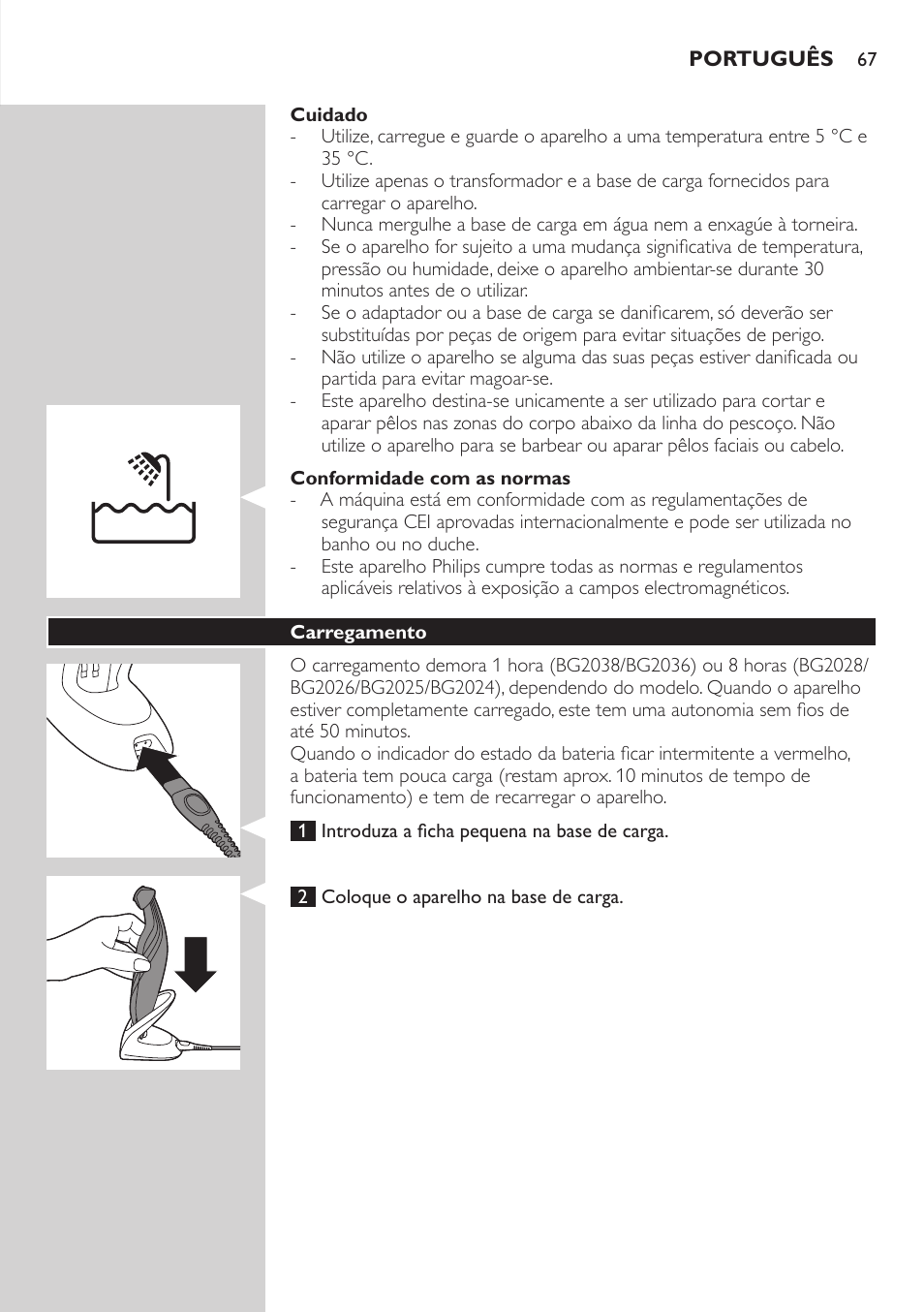Philips BODYGROOM Series 3000 afeitadora corporal User Manual | Page 67 / 114
