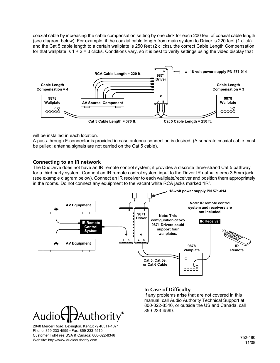 Connecting to an ir network | Audio Authority 9870 User Manual | Page 4 / 4