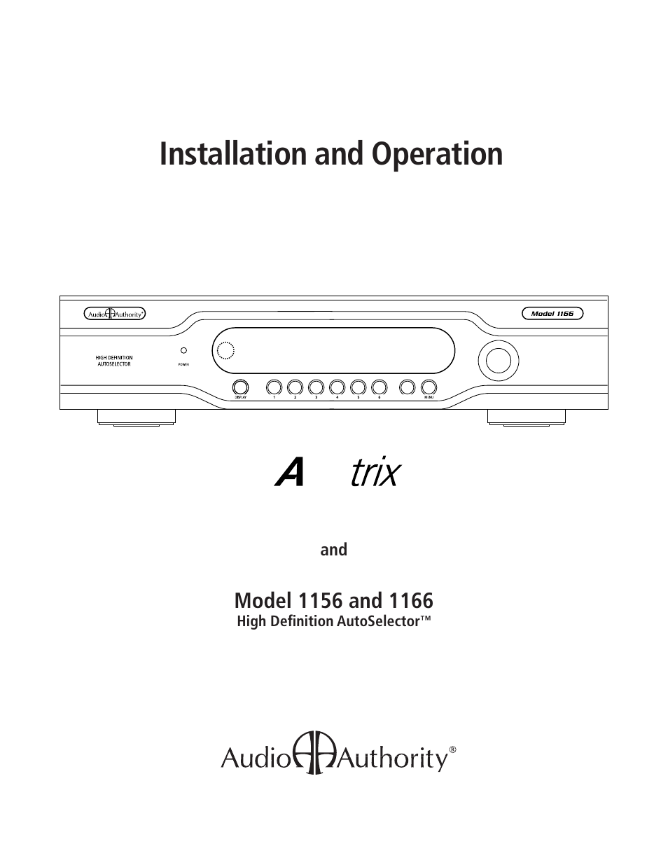 Audio Authority 1156 User Manual | 24 pages