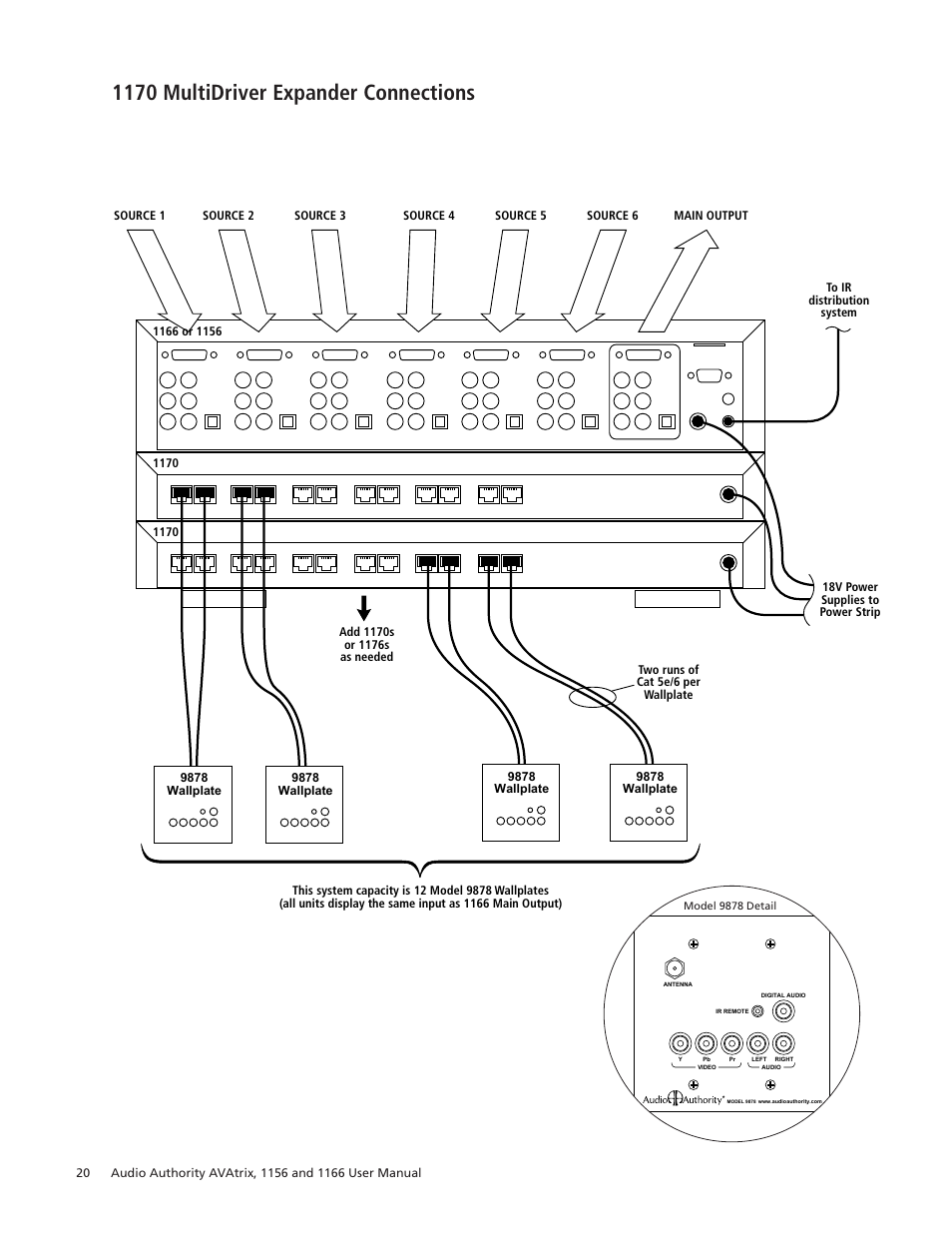 1170 multidriver expander connections | Audio Authority 1156 User Manual | Page 20 / 24