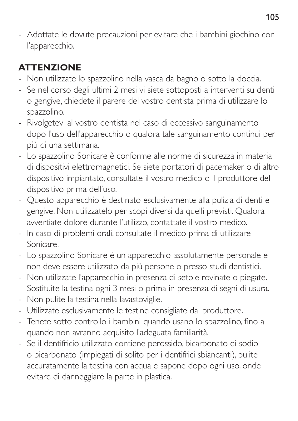 Philips Sonicare DiamondClean Cepillo dental sónico recargable User Manual | Page 105 / 188