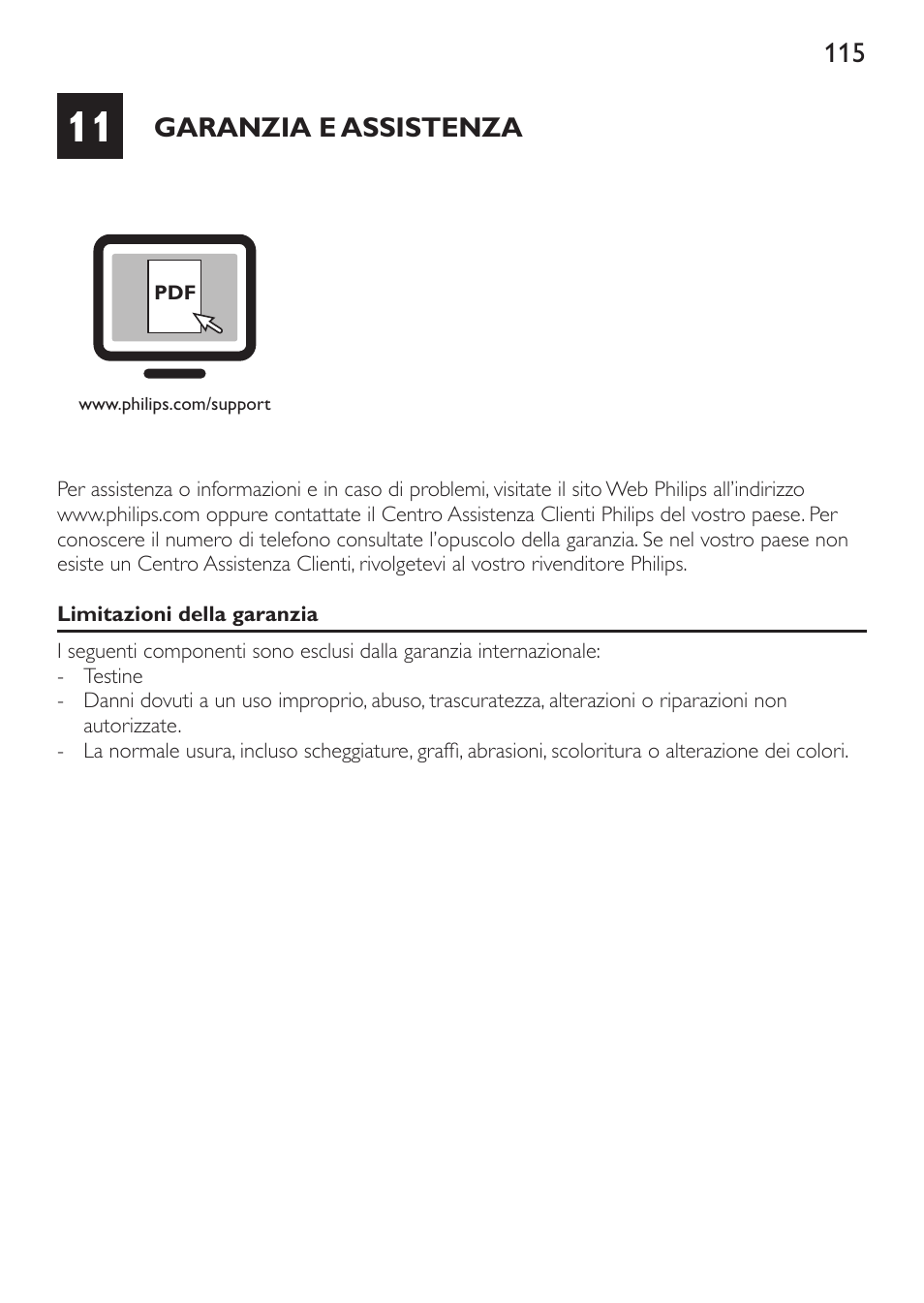 Garanzia e assistenza | Philips Sonicare DiamondClean Cepillo dental sónico recargable User Manual | Page 115 / 188