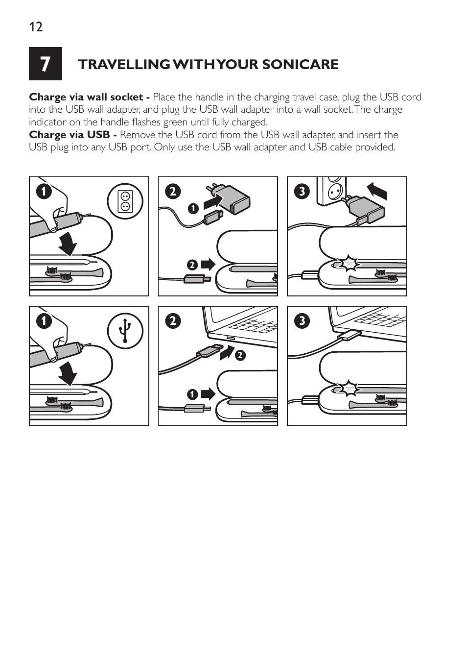 Travelling with your sonicare | Philips Sonicare DiamondClean Cepillo dental sónico recargable User Manual | Page 12 / 188