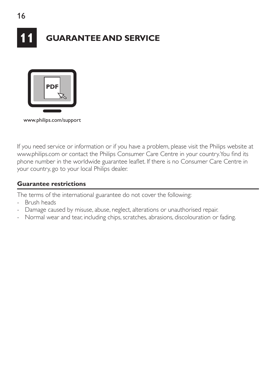 Guarantee and service | Philips Sonicare DiamondClean Cepillo dental sónico recargable User Manual | Page 16 / 188