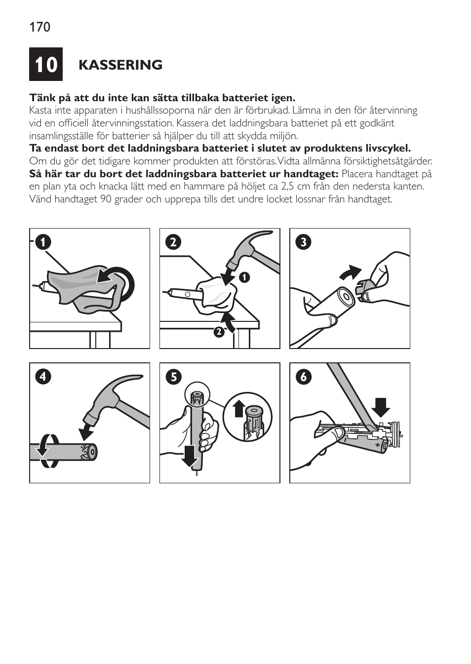 Kassering | Philips Sonicare DiamondClean Cepillo dental sónico recargable User Manual | Page 170 / 188