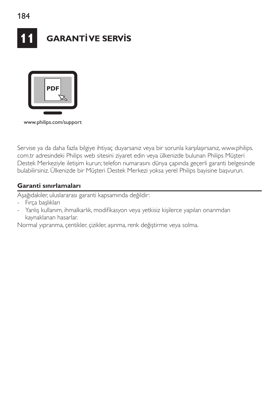 Garanti ve servis | Philips Sonicare DiamondClean Cepillo dental sónico recargable User Manual | Page 184 / 188