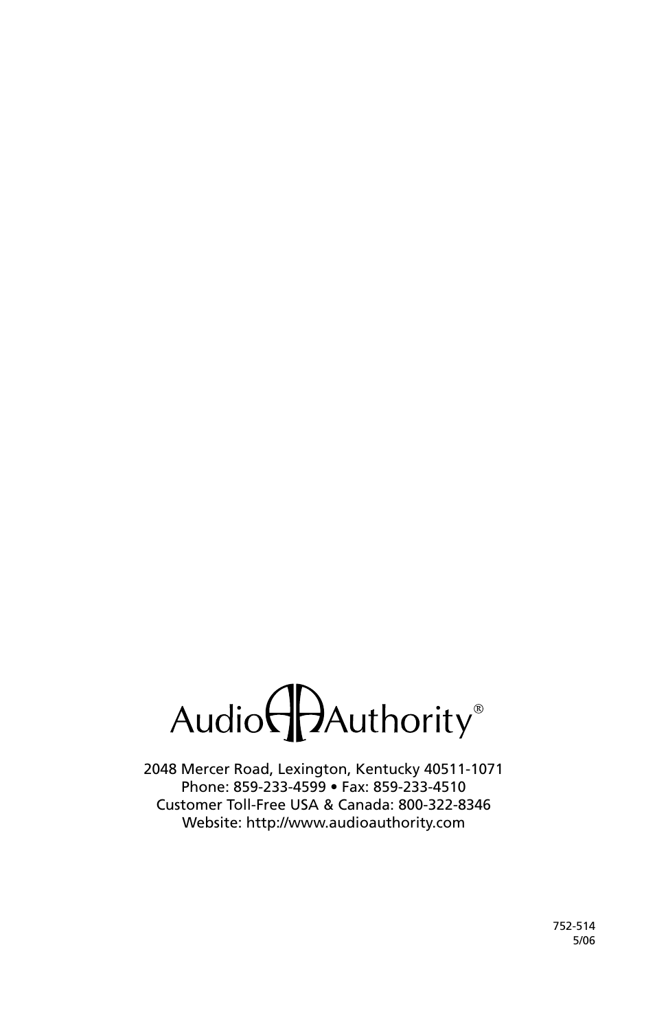 Audio Authority 1311 User Manual | Page 12 / 12