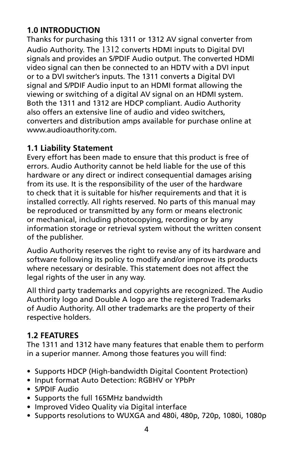 Audio Authority 1311 User Manual | Page 4 / 12