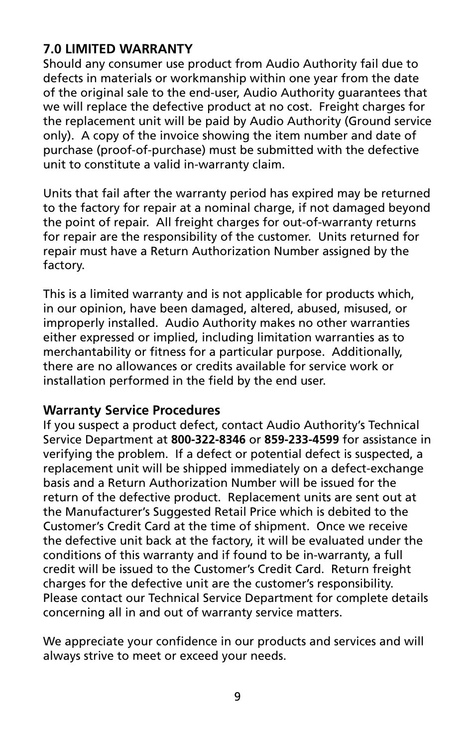 Audio Authority 1311 User Manual | Page 9 / 12