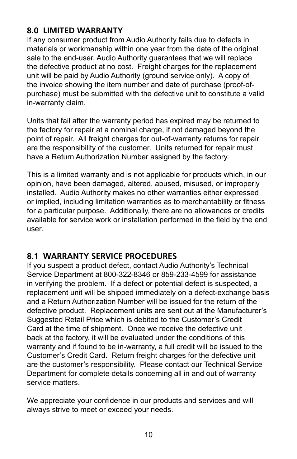 Audio Authority 1385 User Manual | Page 10 / 12