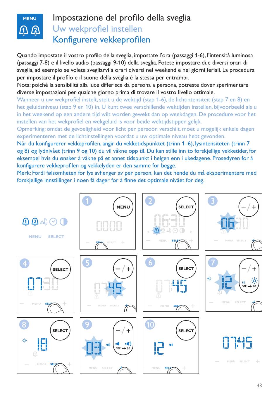 Philips Wake-up Light User Manual | Page 43 / 76