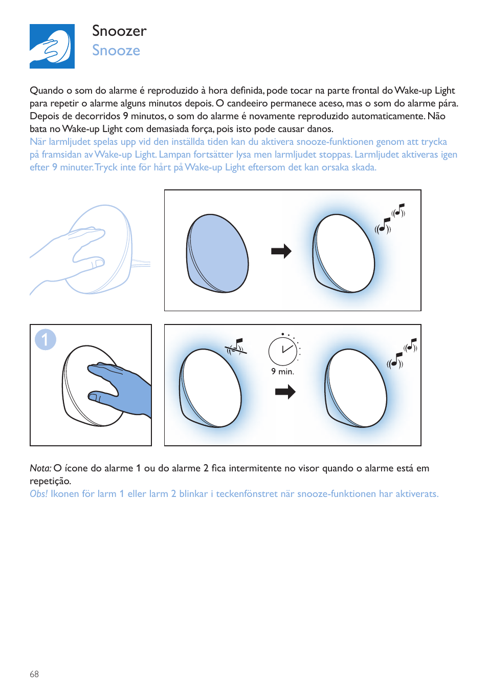 Snoozer snooze | Philips Wake-up Light User Manual | Page 68 / 76