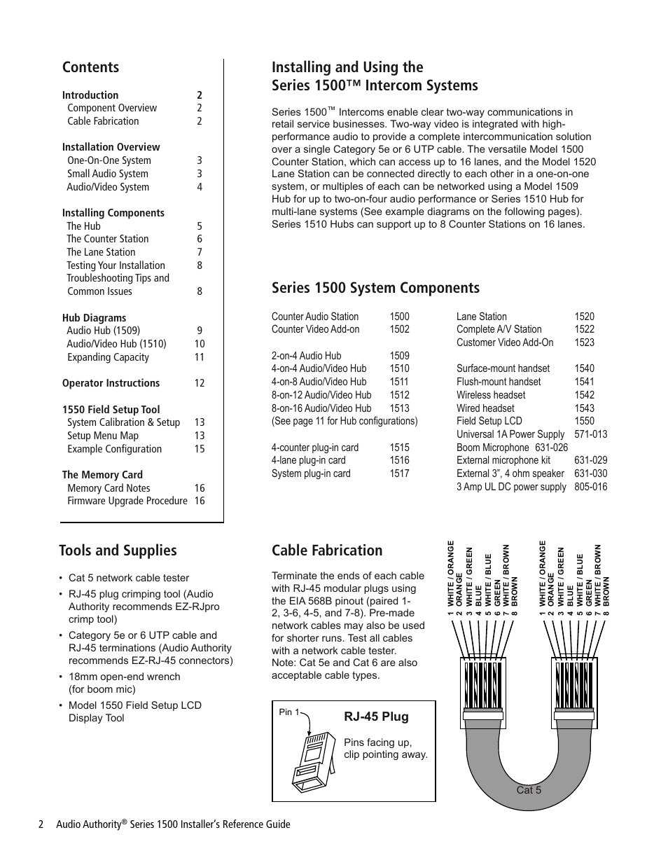 Audio Authority Series 1500 User Manual | Page 2 / 16