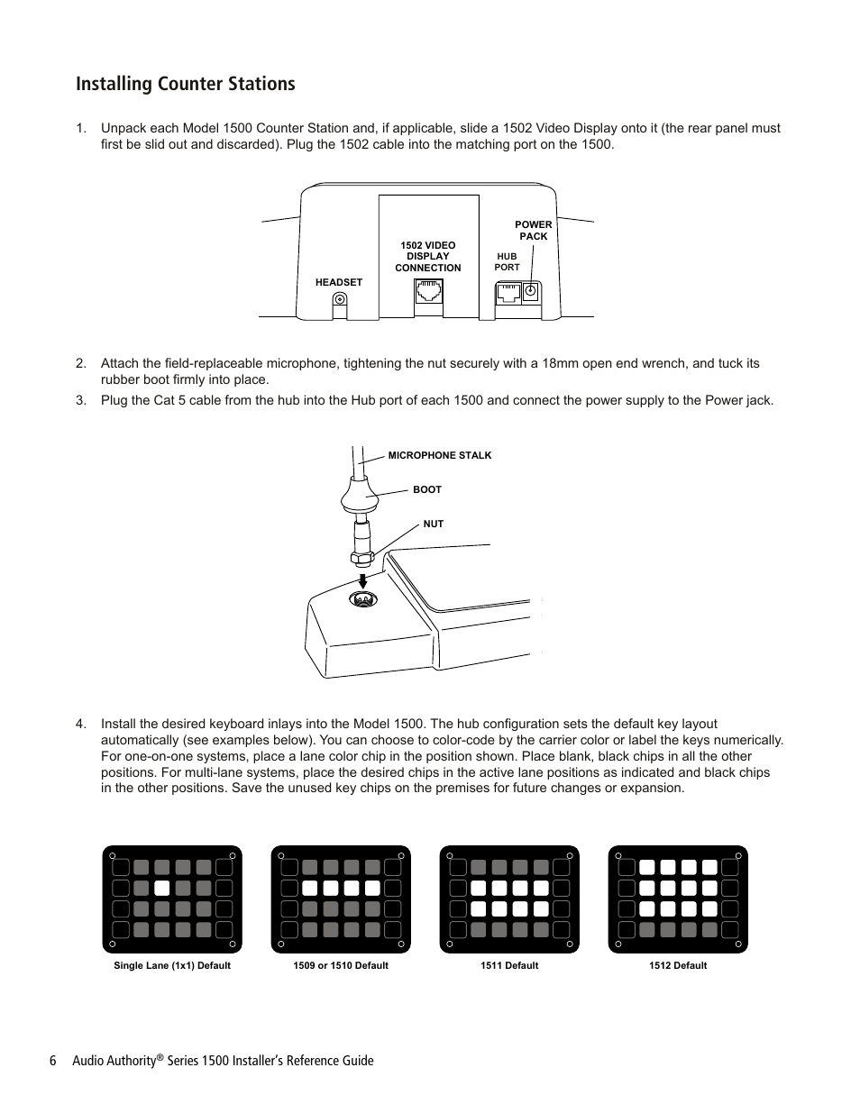 Installing counter stations | Audio Authority Series 1500 User Manual | Page 6 / 16