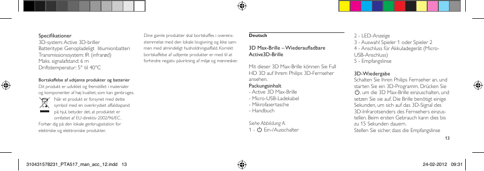 Philips Gafas de 3D activo User Manual | Page 13 / 84