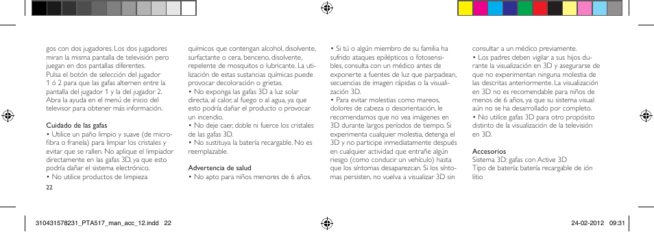 Philips Gafas de 3D activo User Manual | Page 22 / 84