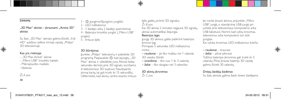 Philips Gafas de 3D activo User Manual | Page 38 / 84