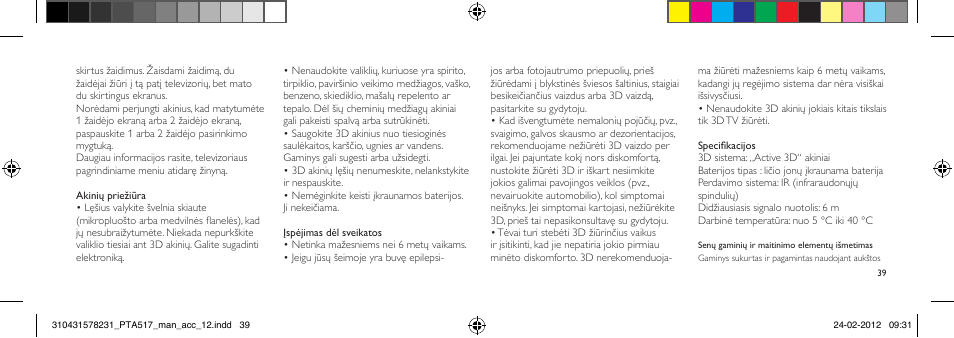 Philips Gafas de 3D activo User Manual | Page 39 / 84
