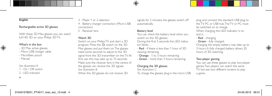 Philips Gafas de 3D activo User Manual | Page 4 / 84