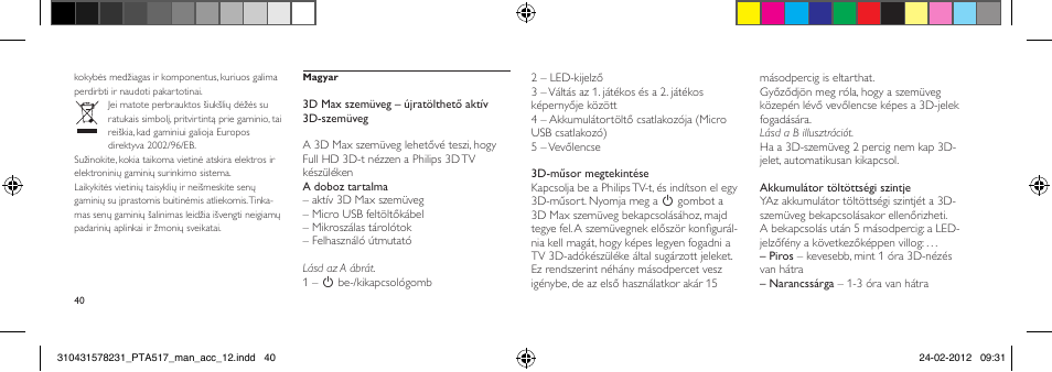 Philips Gafas de 3D activo User Manual | Page 40 / 84