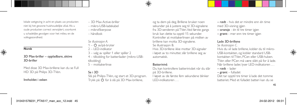 Philips Gafas de 3D activo User Manual | Page 45 / 84