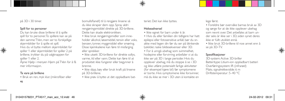 Philips Gafas de 3D activo User Manual | Page 46 / 84