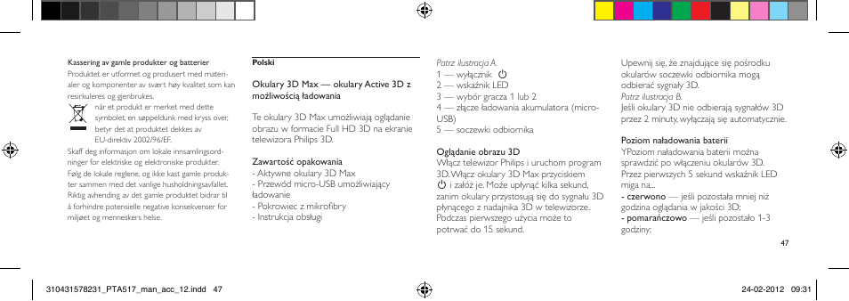 Philips Gafas de 3D activo User Manual | Page 47 / 84