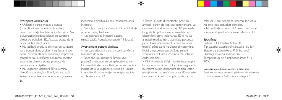 Philips Gafas de 3D activo User Manual | Page 56 / 84