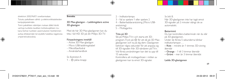 Philips Gafas de 3D activo User Manual | Page 69 / 84