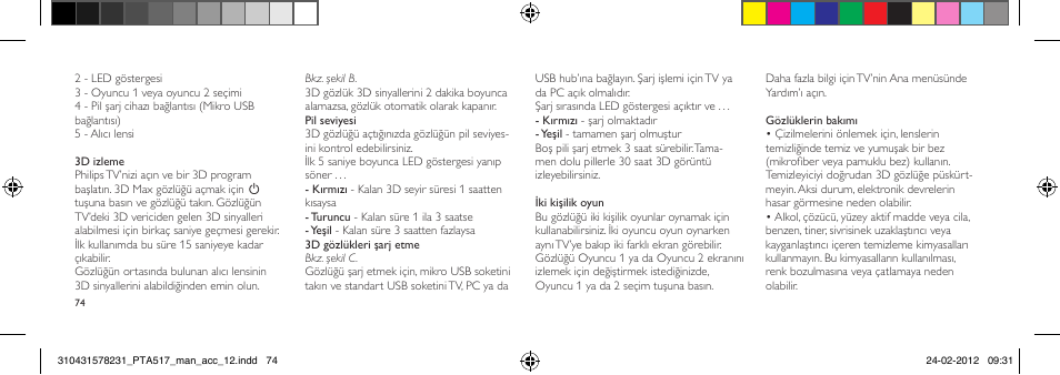 Philips Gafas de 3D activo User Manual | Page 74 / 84