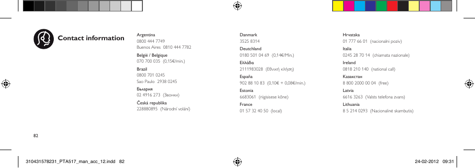 Contact information | Philips Gafas de 3D activo User Manual | Page 82 / 84