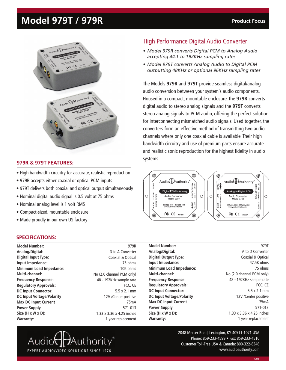 Audio Authority 979T User Manual | 1 page