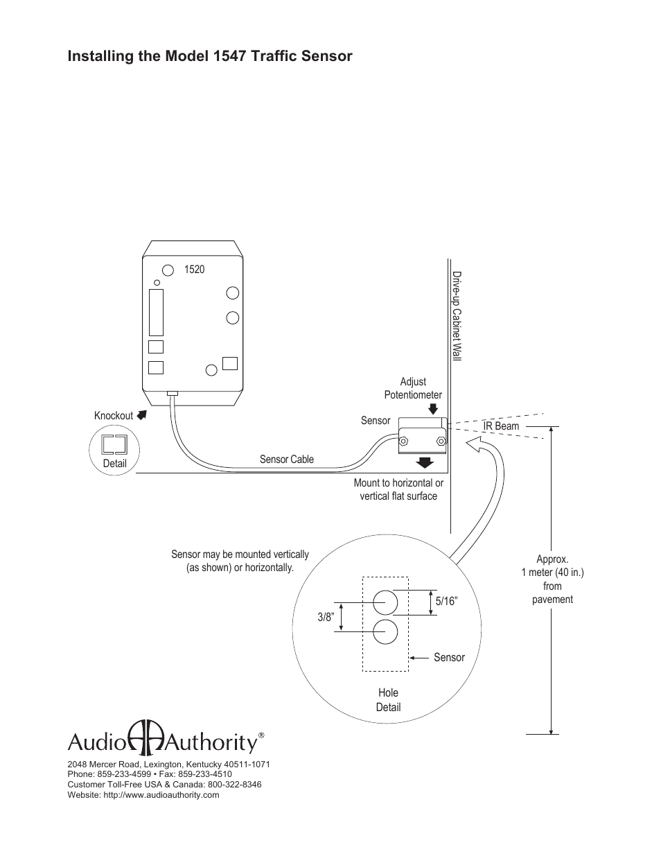 Audio Authority 1547 User Manual | 1 page