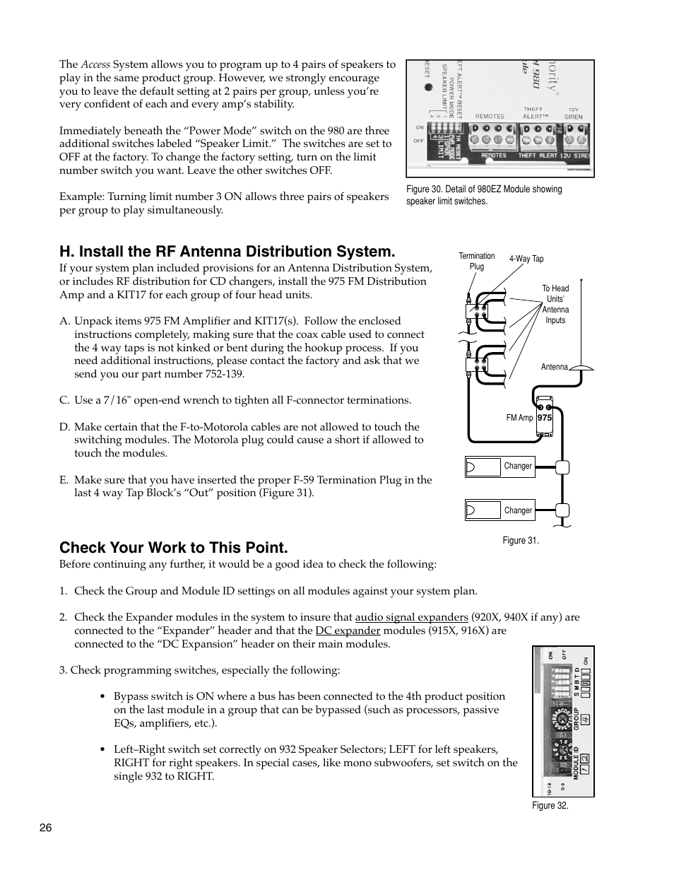 H. install the rf antenna distribution system, Check your work to this point | Audio Authority Car Audio System User Manual | Page 26 / 55